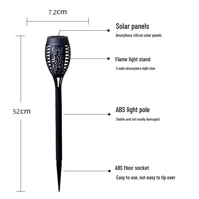 Cross-Border Solar Torch: 12 LED Flame Light, Outdoor Waterproof Decorative Ground Stake Light