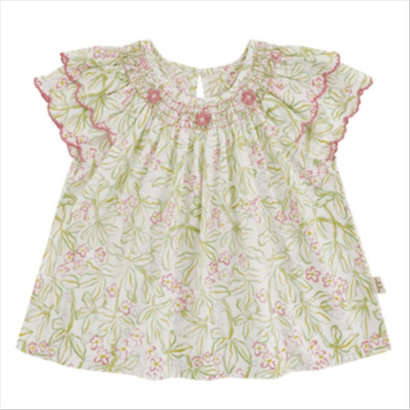YouYou Girls' Floral Fly Sleeve Summer Doll Top