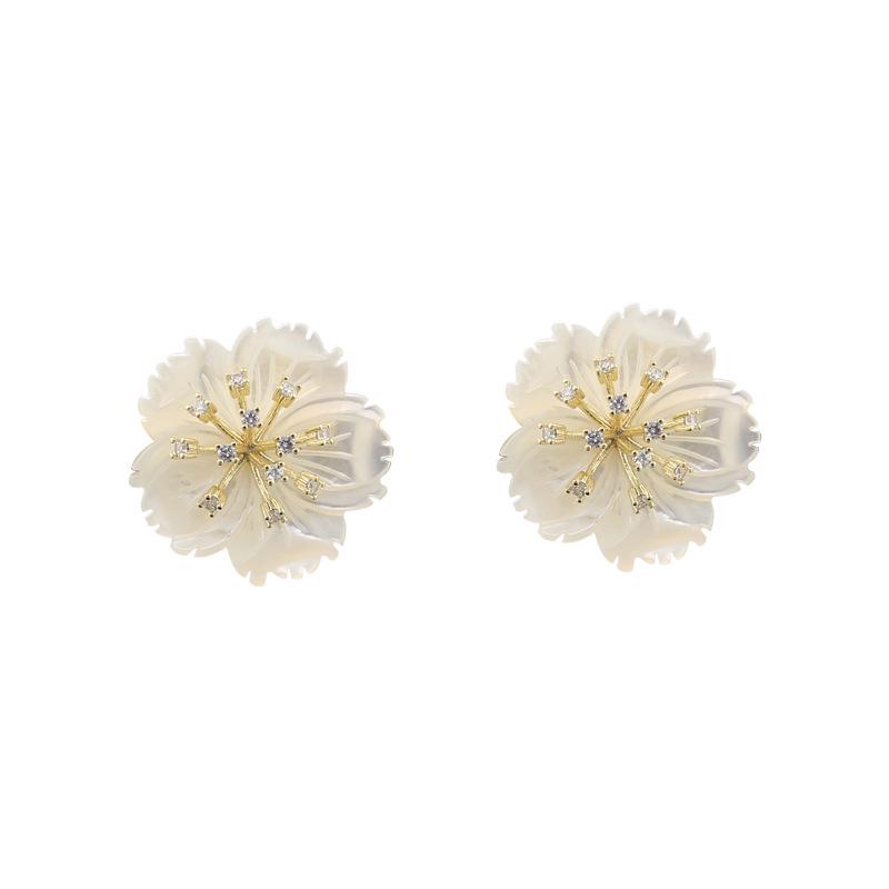 White Camellia Silver Needle Earrings - Elegant High-End Jewelry