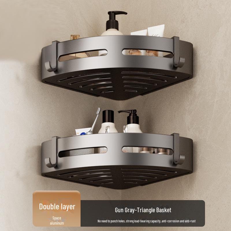 Punch-Free Bathroom Towel Rack and Shelf Kit
