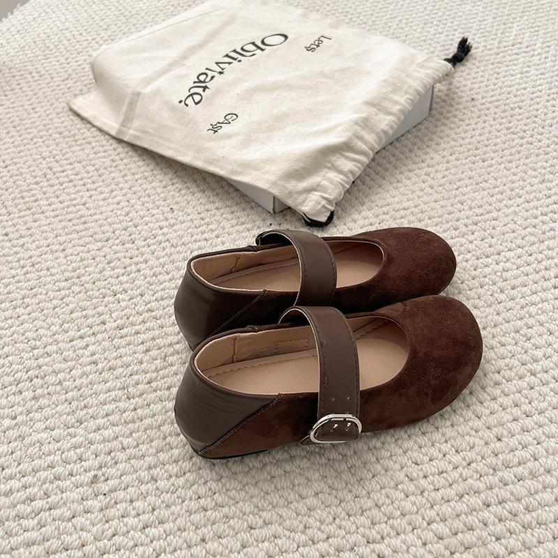 Korean Version of Round Head Suede with Single Shoes Women's 2025 New Autumn Retro Leopard Print Fashionable Mary Jane Small Leather Shoes