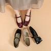 Really Soft Leather~ Red Mary Jane Shoes Women's 2025 New Versatile and Comfortable French Retro Shallow Mouth Single Shoes Small Leather Shoes