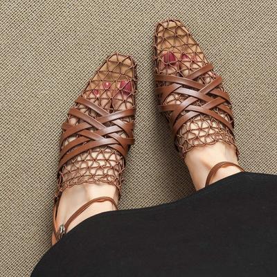 Sandali Donna in Vera Pelle con Tacco Medio Design Europeo da Ufficio Stile Traforato Estivi Taglia 40