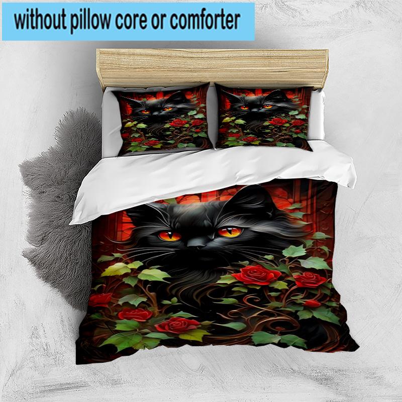 Crystal Cats Fantasy 3pcs Bedding,Including 1pc Duvet Cover And 2pcs Pillowcases Perfect for Christmas,Ideal for Bedroom, Dormitory