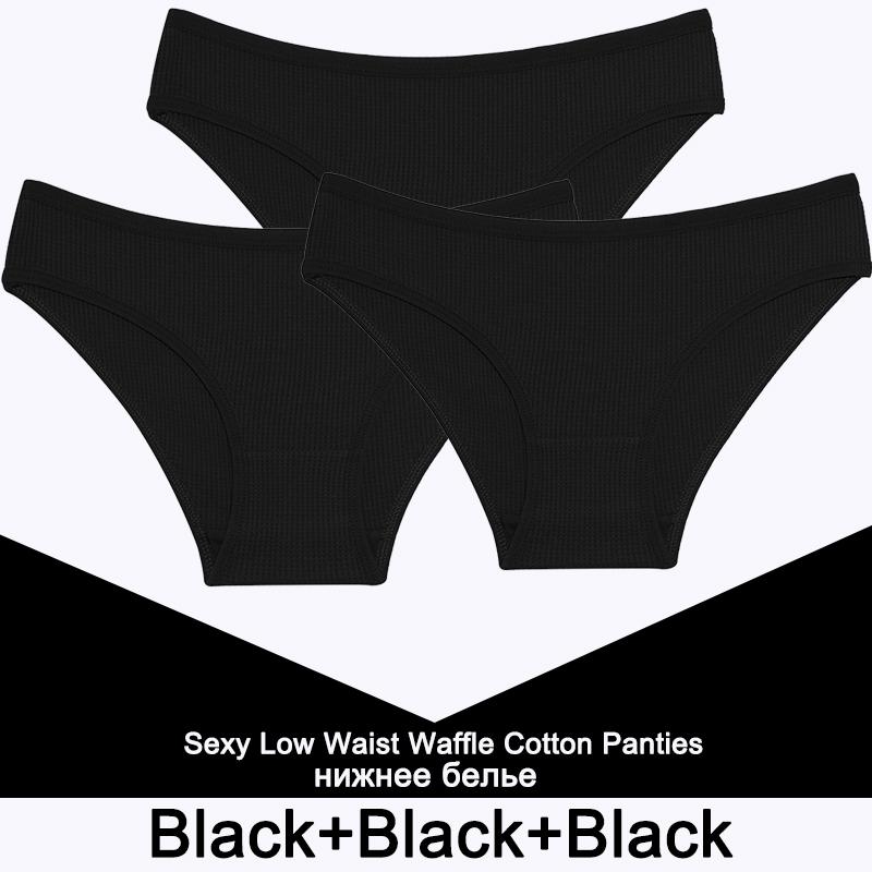 3PCS/Set Damen Waffel Baumwolle Slips Sexy Dessous Damen Unterwäsche Unterhose Slips Mädchen Einfarbige Intime Slips Für Frau