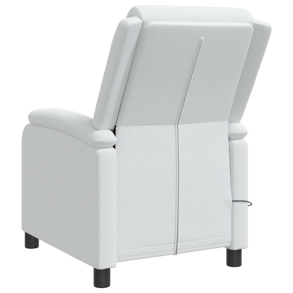 Massage Recliner White Fabric