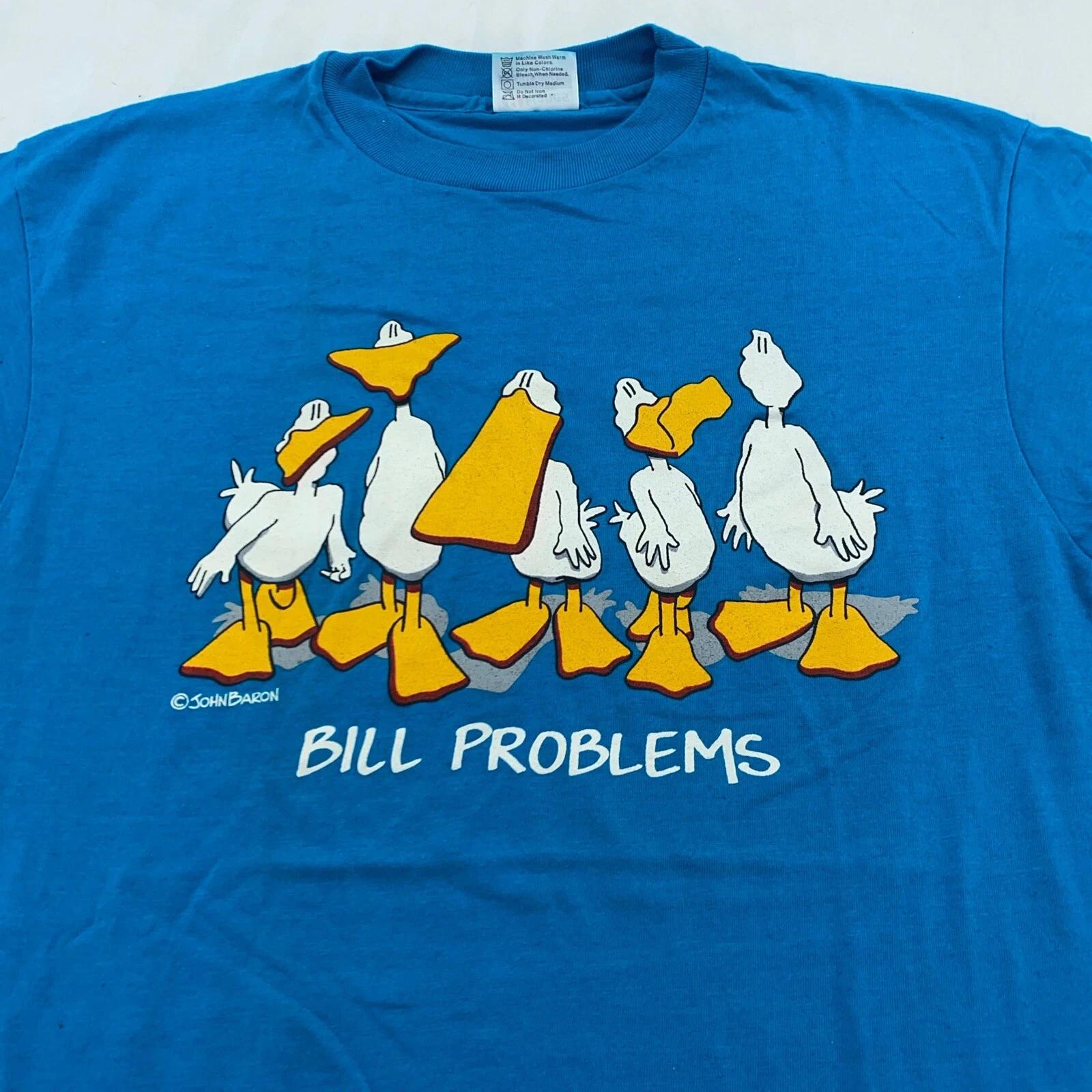 

vintage 90s DUCK BILL PROBLEMS CARTOON T-Shirt S/M funny joke L