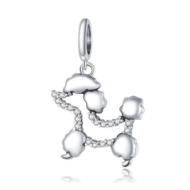 Zirconia Color Sterling Cane Animaletto Cane Cane Bulldog Perline Adatte Braccialetto da Polso Originale Ciondolo Gioielli Fai da Te Braccialetto da Polso alla Moda