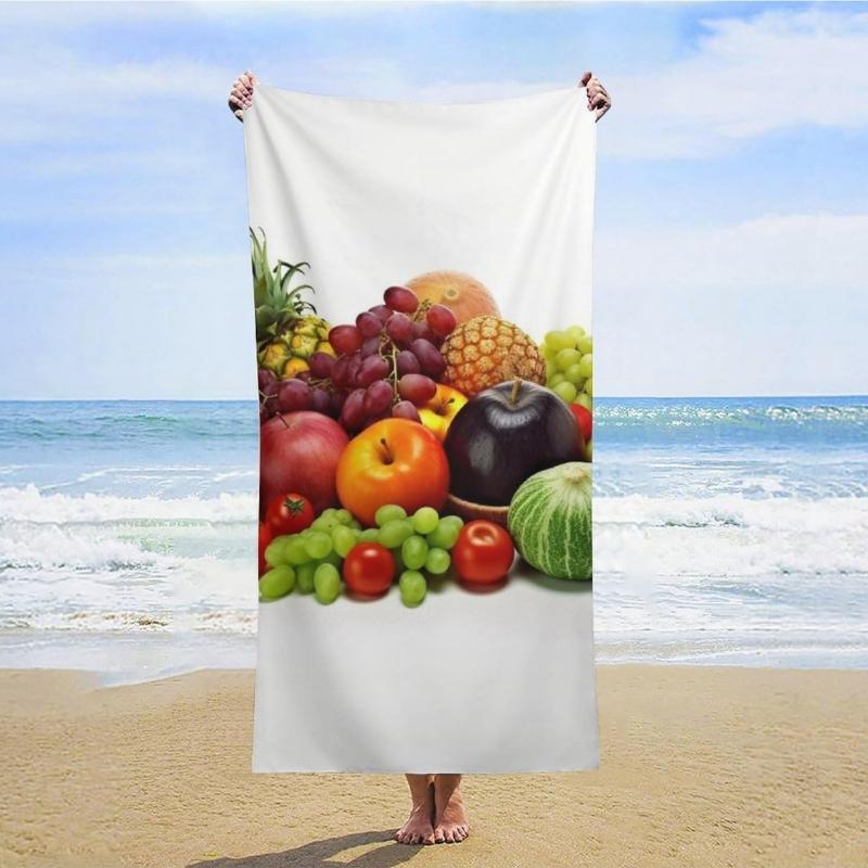 Microfiber Variety Fresh Vegetables Fruits Beach Towel Extra Large Sandproof Thin Bath Towels Absorbent Fast Drying Travel Towel