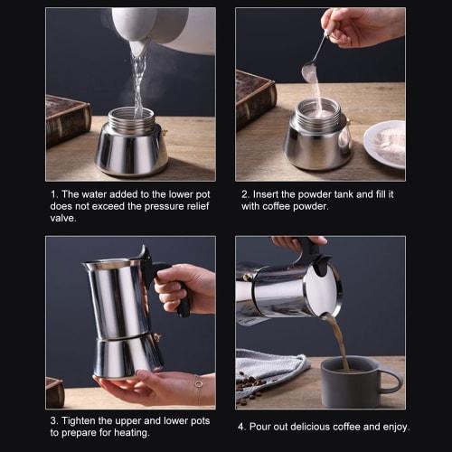 6-Cup Stainless Steel Induction Stovetop Espresso Maker, Moka Pot, Espresso Maker, Percolator Italian Coffee Maker, Cafe Percolator Maker