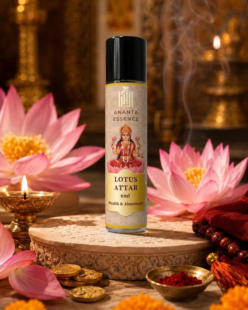 Ananta Essence God Lotus Attar 6ml Roll-On Perfume Oil, Soft Floral Personal Fragrance