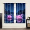 2pc,  Scene Curtains Elegant Pink Lotus Machine Washable Polyester,Without Electricity Wall Decor Suitable for Holiday Home