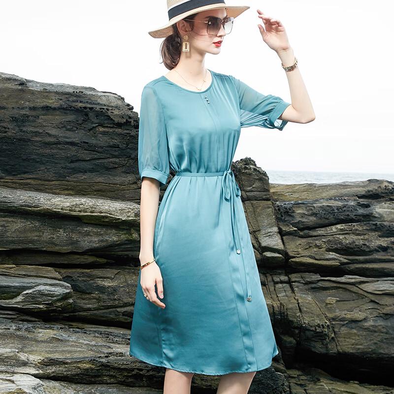 Женское короткое платье из шелка тутового дерева XL