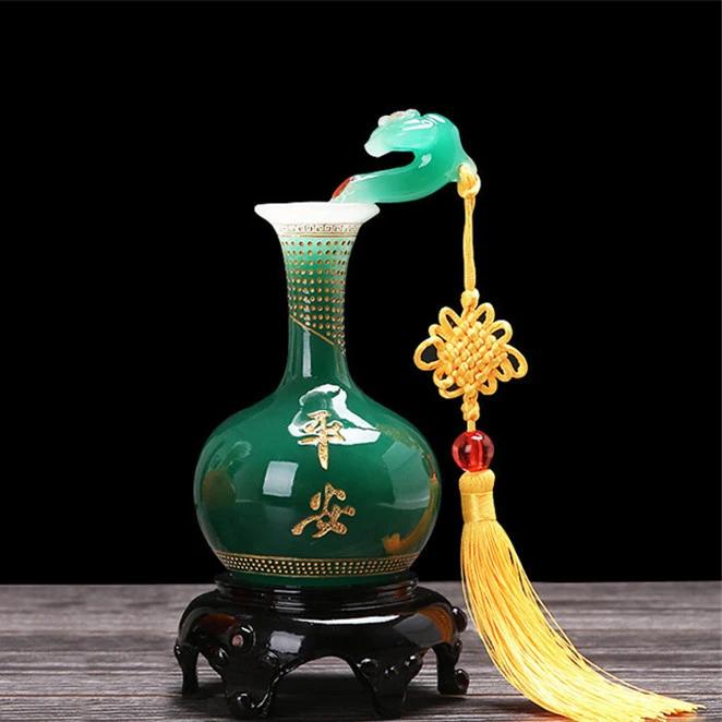 New Resin Peace Ruyi Vase Decoration Lucky Gift Living Room Study Office Desktop Decoration Decoration Opening Christmas Gift