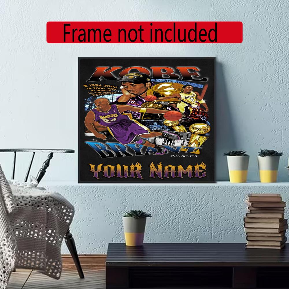 Kobe Personalized Name Round Diamond Painting Kit Diamond Embroidery Painting Rhinestones Mosaic Frameless Handwork Decoration Arts