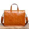 Bolsa de Mão Masculina Retrô Couro Tostado Vegetal Bolsa Tiracolo Mensageiro Maleta de Couro Genuíno Bolsa para Computador de Couro de Vaca