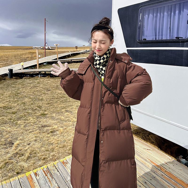 Thickened down cotton jacket for women, 2025 new loose long over-the-knee winter warm jacket padded jacket