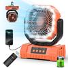 20000mAh Tent Fan, Rechargeable Camping Fans for Tents with Auto-Oscillation, Remote Timer LED Lantern, Hanging Hook 4 Speeds for Fishing Power Outage