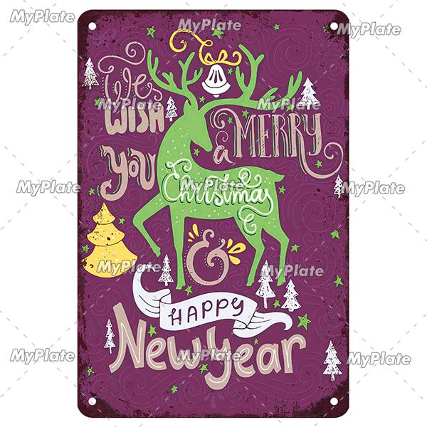 [MyPlate] 2023 Merry Christmas Metal Sign Gift Vintage Plaque Tin Sign Cafe Decor  Home Bar Sign Wall Sticker JOY Poster Gift