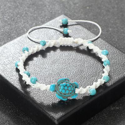 Bohemian 4mm Naturstein Geflochtene Armbänder Handgemachtes Armband mit Schildkröten-Anhänger Modeschmuck Heilschmuck Geschenke für Männer Frauen