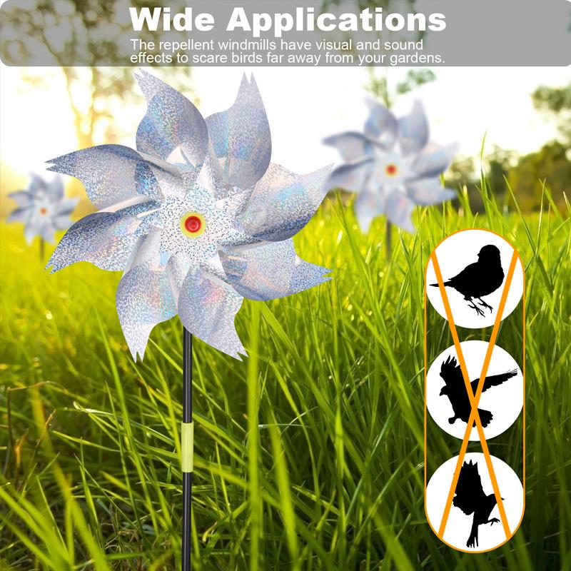 1/10 Buc. Fermă DIY Argint Laser Sperietoare de Păsări Mori de Vânt Rotative Decor Gazon Exterior Grădină Sperietoare de Păsări