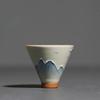 Hand drawn grass gray ceramic underglaze colored mountain and water hat tea cup Kung Fu tea set tea drinking tea single cup