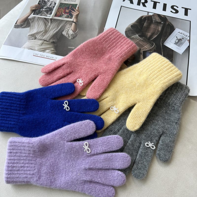 THEHEE Wool Knit Ribbon Gloves