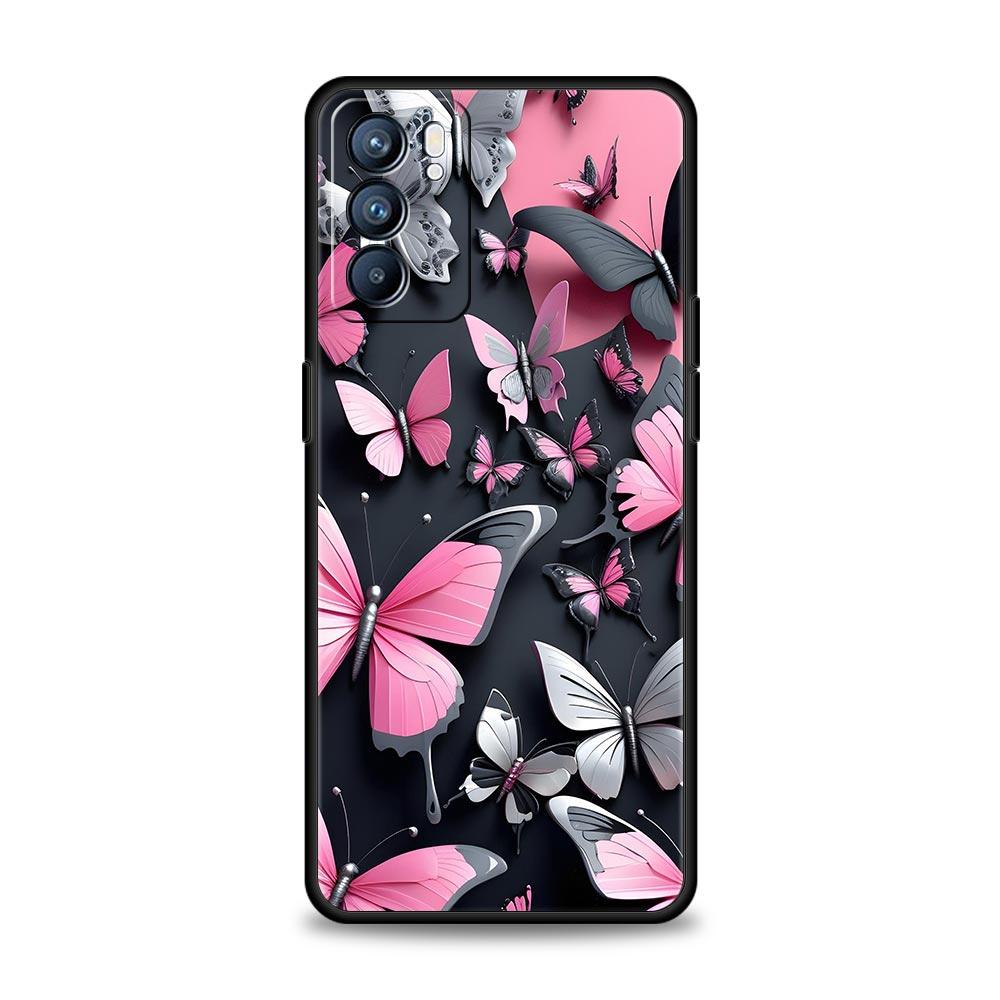 Butterfly Design Phone Case For Oppo A17 A31 A54 A57 A78 A79 A98 Find X5 X6 Reno 6 7 8 10 11 12 13 F Pro 5G Soft TPU Cover Capas