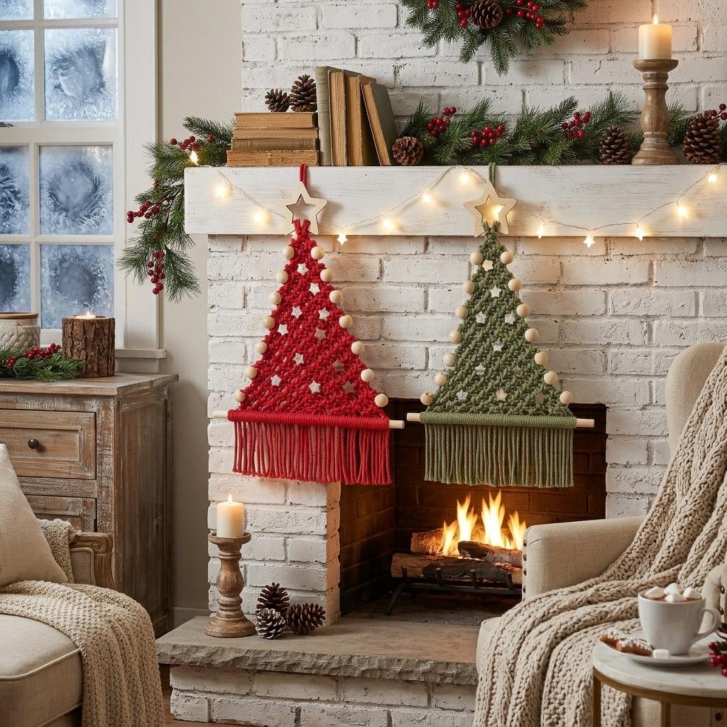 Macrame Christmas Tree Wall Hanging: Hand-Braided Rope DIY Craft Kit for Festive Holiday Home Decor Beginner-Friendly Boho Christmas Gift Idea/Ball