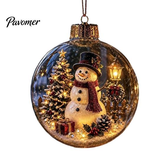 Durable Holiday Party Supplies Glowing Christmas Story Ornament, Mini Scene in Ball, Light Up Hanging Decorations for Garden Clear Plastic Ball