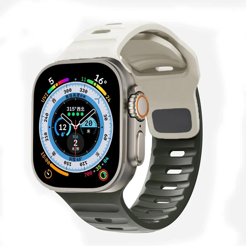 Outdoor Sports Bands for Apple Watch strap Ultra2 49mm 42mm 38/40mm 41mm 44mm 45mm Silicone bracelet iWatch series 9 8 7 6 5 4 3 3