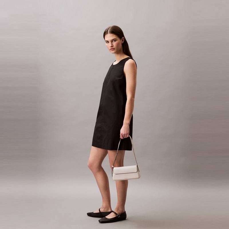 New CALVIN KLEIN Blended Material Shoulder Bag Medium Size Women's Cow Ivory 4K3110G-WGY