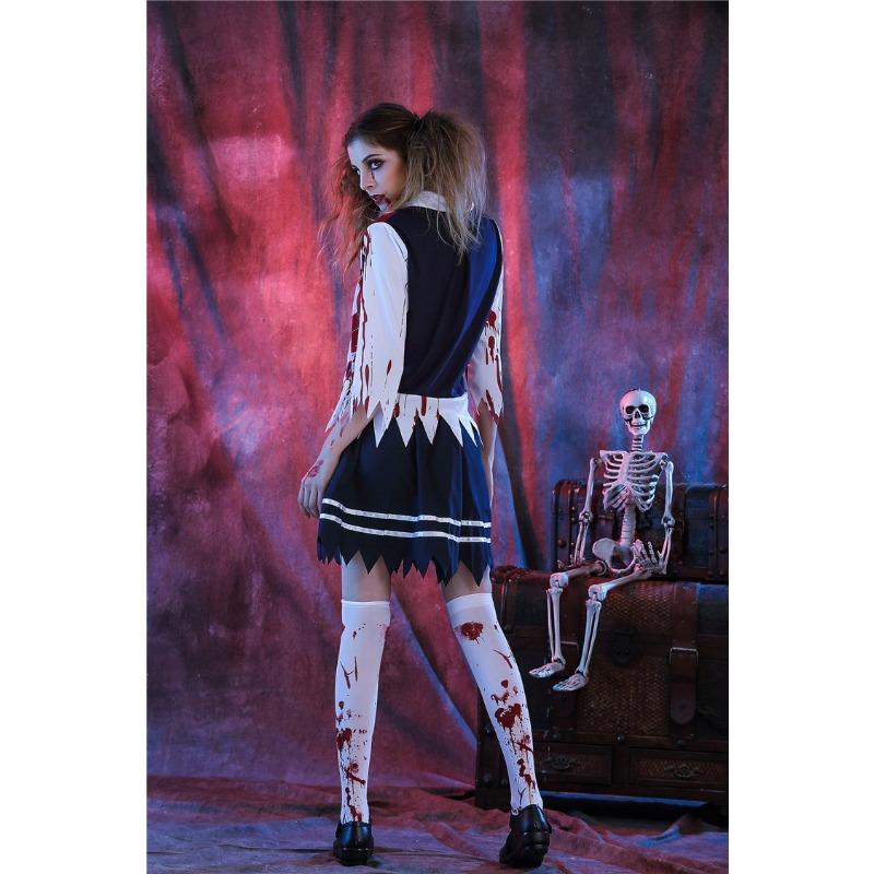 Halloween cosplay blood-stained plaid student witch vampire snake demon game cosplay costume