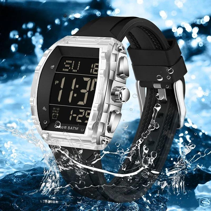 Men's Sports Electronic Watch Waterproof Countdown Calendar Night Light LED Digital Wristwatch