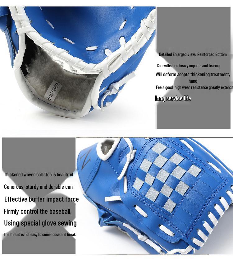 Thickened PVC Softball Baseball Glove for Youth and Adults - Full Infield Set