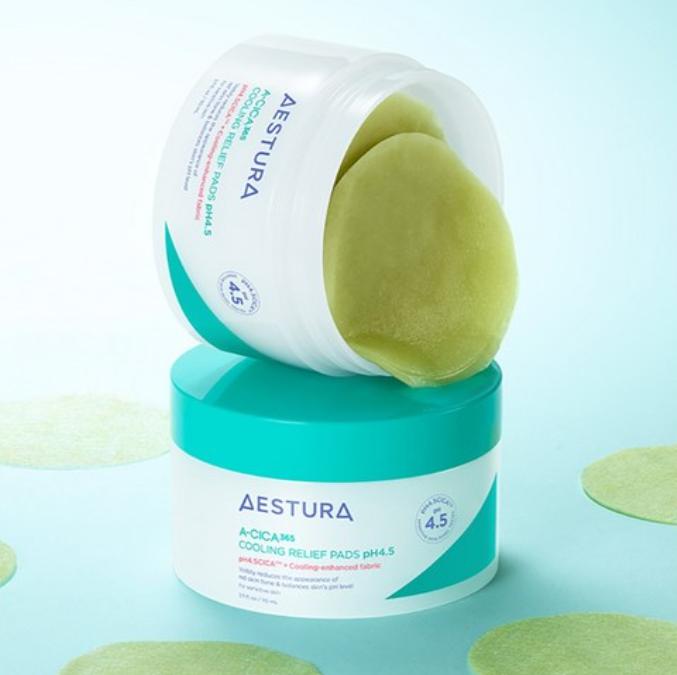 AESTURA A-CICA 365 Cooling Calming Pads pH 4.5 for Sensitive & Irritated Skin