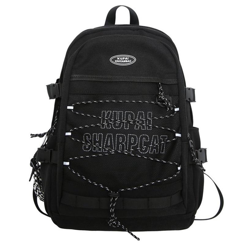 IELGY hong kong style backpack women's couple canvas breathable design sense niche texture backpack