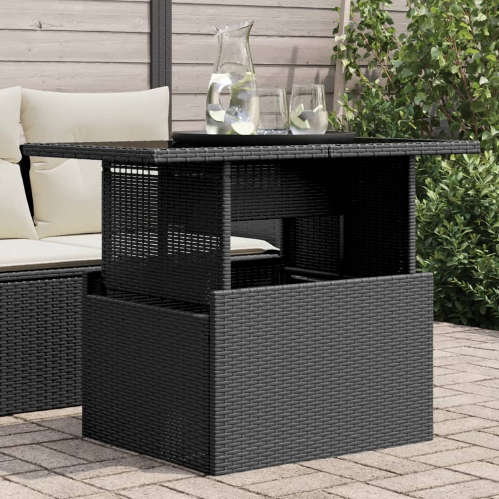 Vidaxl Gartentisch mit Glasplatte, Schwarz, 100x55x73 cm