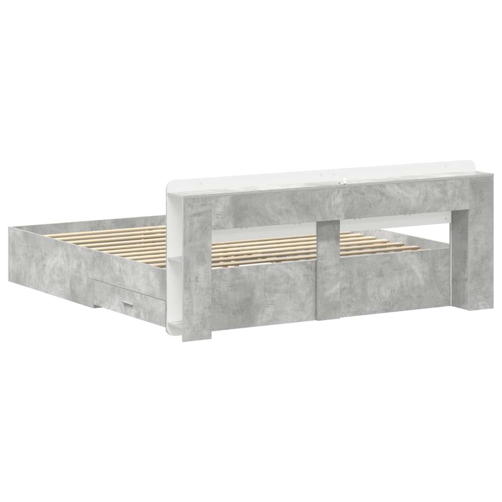 Bed Frame with Storage Space Concrete Grey 200 x 200 cm Engineered Wood