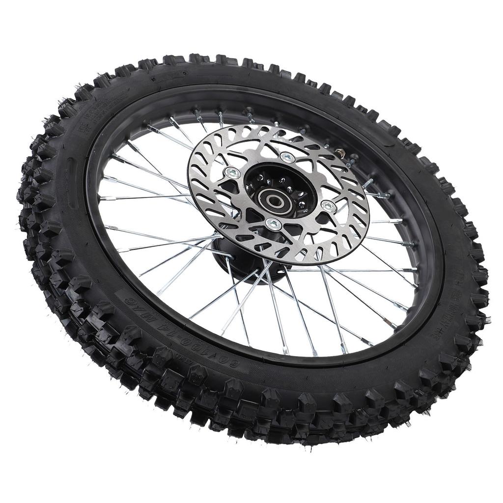 14 Inch Dirt Bike Front Wheel Assembly 60 100 14 2.5 14 Tire Inner Tube 12mm Rim Axle with Brake Rotor for 125 140 150