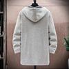 Suéter con capucha Otoño Invierno Espesar Manga Larga Cordón Forro de Felpa Longitud Media Chaqueta de Punto Ropa de Calle