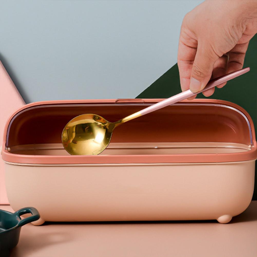 Transparent Dust-proof Cover Kitchen Storage  Box 4-compartment Seasoning Box Hollowed Bottom Chopstick Storage Box Kitchenware