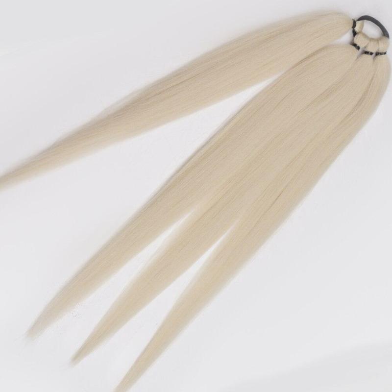 Extensiones de cabello de cola de caballo trenzadas sintéticas, peluca rubia Natural, envoltura larga alrededor de cola de caballo con banda de goma