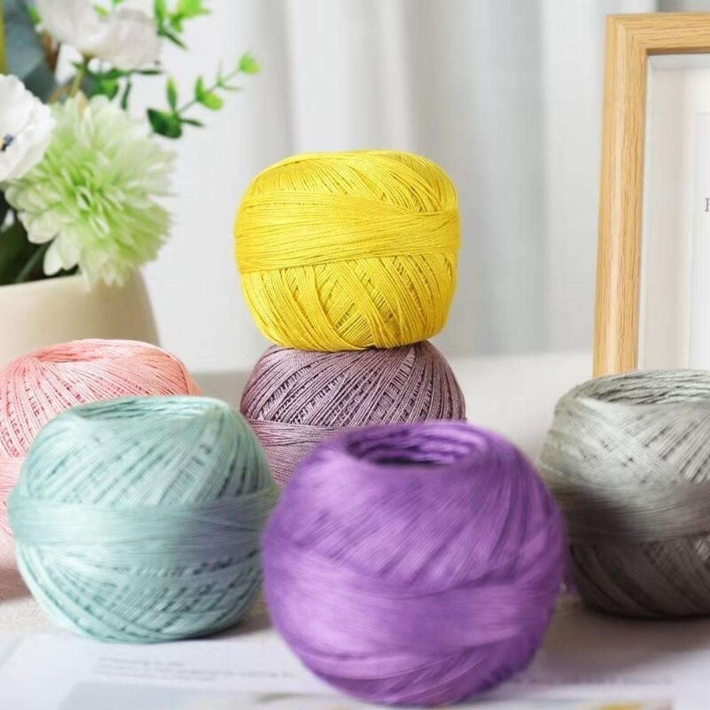 Solid Color Mercerized Yarn Size 7 Crochet Thread Yarn Durable Lace Yarn Bundle for DIY Knit