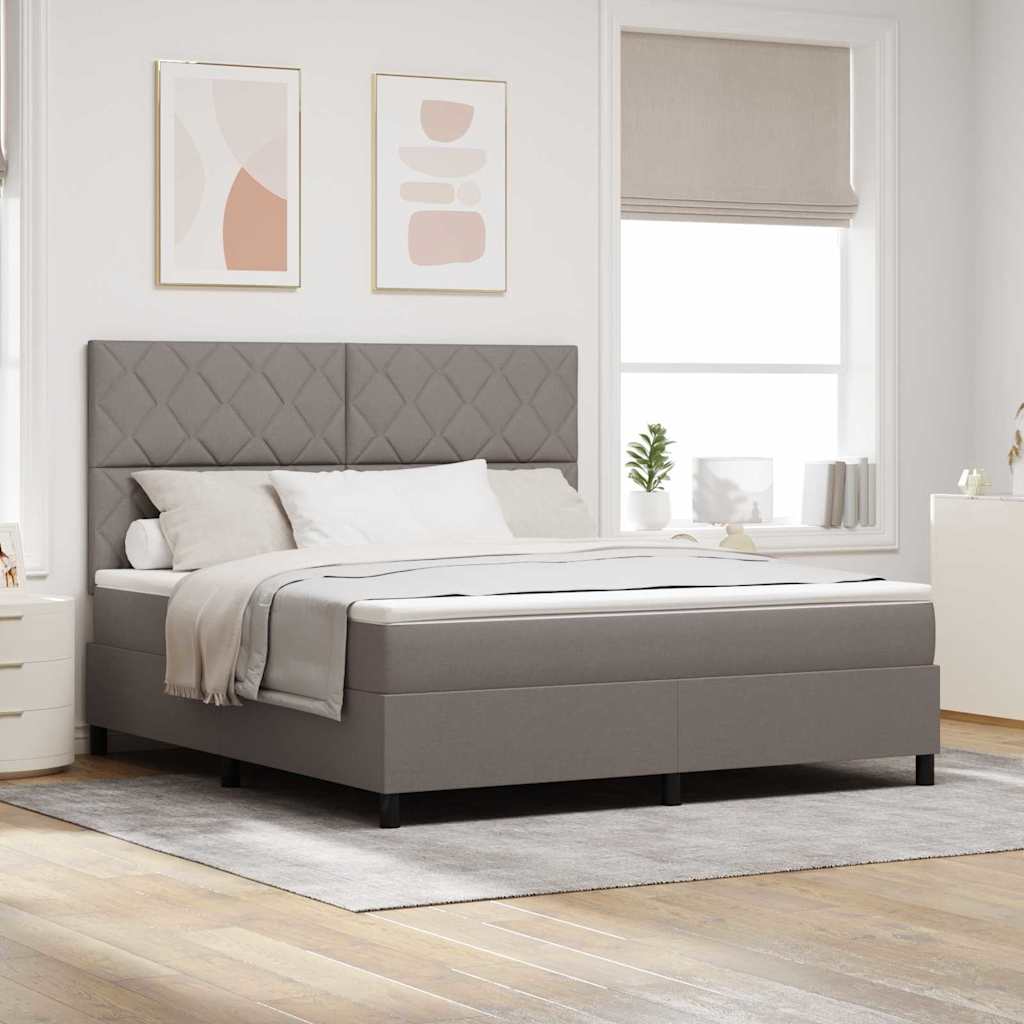 Boxspring Bed with Headboard Taupe 180 X 200 Cm Fabric