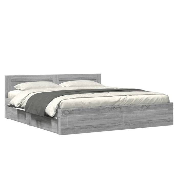 VidaXL Cadre de lit avec tête de lit sonoma gris 180x200 cm, meubles de chambre à coucher, lit double, sommier, lit, cadre 3295546