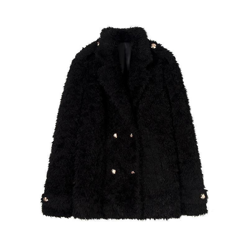 Cappotto in finta pelliccia d'agnello cappotto di peluche ampio e sottile da donna inverno socialite cappotto di cotone stile principessa