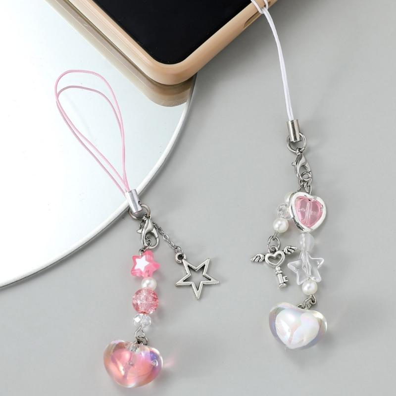 Y2k Girl Heart Flower Bowknot Loves Heart Bear Star Keychain Sweet Ins Car Bag Accessory Phone Shell Alloy Pendant