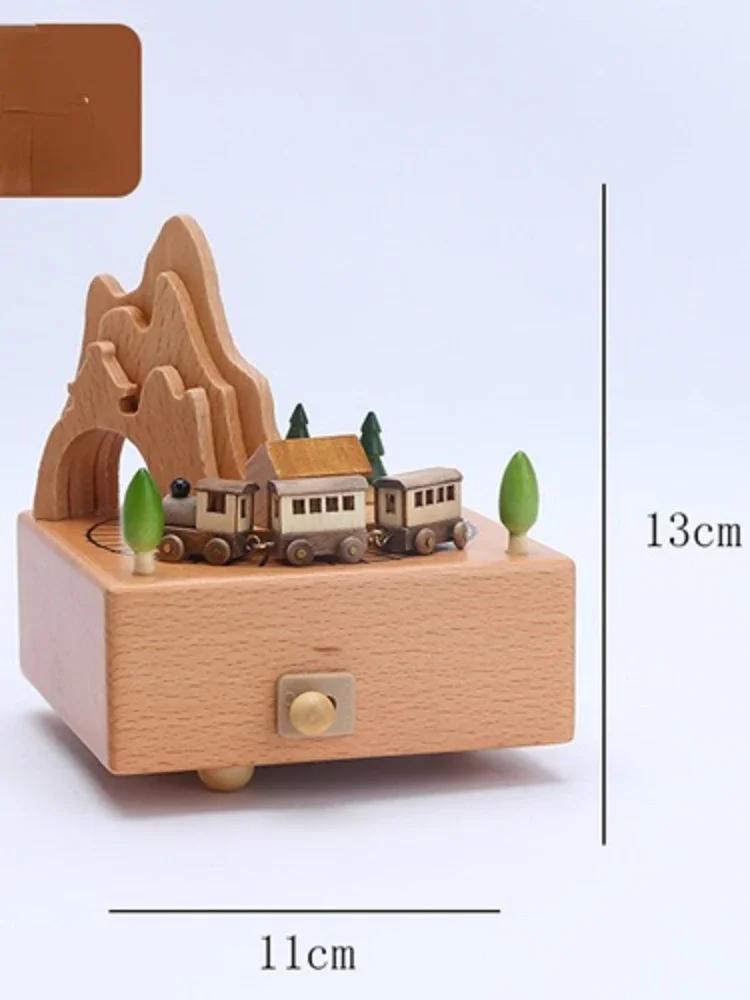 1pcs Wooden Music Box  Home Creative Solid Wood Carousel Ferris Wheel Crafts Valentine's Day Gift christmas music box