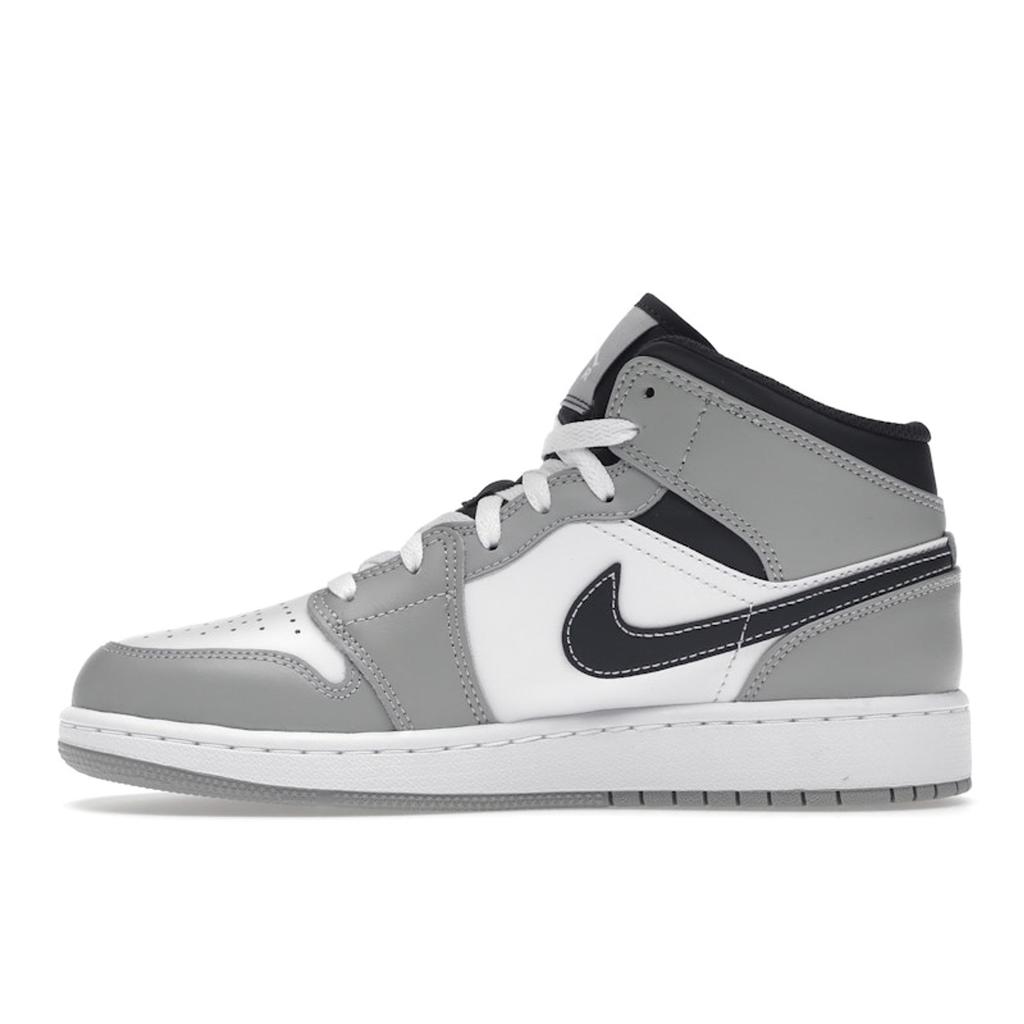 Air Jordan 1 Mid GS Light Smoke Grey Kids Sneakers White Anthracite 554725-078